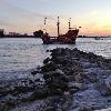 This is a Pirate Ship that goes
up and down the gulf near Shephard's. 
I guess the ship just sailed out
into the sunset in the next picture!