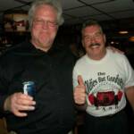 Dougie with Larry during one of the few breaks that the Geezers Band took.