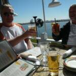 Dougie and Swish toasting our arrival in Florida!