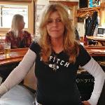 This is Karen. She is not a bartender at KOB's. She is a bartender at Dusyt's Yacht Club on Portage Lakes. 
The reason I took this pic is because I was at Dusty's, but
I was supposed to be at KOB's. Hey, I'm a Geezer! 
Karen was not too happy about it!