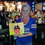 HAPPY BIRHDAY TRICIA
Pictured here is Tricia, one of the bartenders at Legends.
On this night we were helping her celebrate her birthday.
She is holding the card that
the Geezers all signed before
giving it to her. 
We were surprised that she was wotking on her special day!