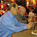 I'm glad that I took this picture 
so that you can see what a fun time we have on Geezers
Nite Out. 
In this pic R. B. and Bubba were texting each other. 



