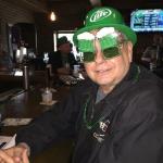 Here is Drumstire wearing the hat and Beer Goggles that I
brought in my Green Bag. I 
accumulate St Patty's Day 
goodies, and bring them every
year for all to enjoy!