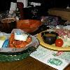 Most of us ordered from
the Lizard's excellent
Menu. This is a pic of KRISKO'S meal consisting 
of wings and a small 
House Salad which she said 
had corned beef in it. YUM!