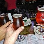 And here is the final toast of
the evening made by R. B., JOEBO, and KRISKO of 
Kentucky Bourbon Ale. A 
fitting end to the evening.
(Again in a "Sissy" glass!)