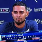 Danny Salazar had another
great pitching performance
for 7.1 innings giving up only 
4 hits, and 1 run with 8
strikeouts! 