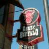 A sign in front of the "Harry Buffalo" in the area thst we were trying to find. That place was packed with fans just like all of the rest. 