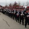 Behind Brutus was the Ohio
State Marching Band. They were all looking very stoic!