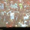 It started to rain early in 
the game. You can see 
some of the fans getting
their rain gear ready. That
is exactly why we don't
go to the games any l
longer. We were as dry as
a BONE!