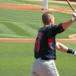 OUR DESIGNATED HITTER TRAVIS HAFNER SWINGING AT THE AIR AS HE WAS DOING MOST OF THE SPRING!