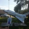 Joebo checking out one of the Space Shuttles. He said he thought that it was headed in the wrong direction.