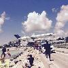 This is a picture taken in St Martin. When a jet flys over this spot the locals run to 
a fence to feel the rush of
the plane's engines. They call
it "Riding The Fence"!